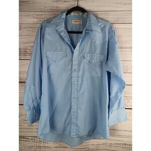 Sheplers Western Shirt Mens S  16-32 Blue Pearl Snap Cowboy Rodeo Rancher